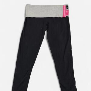 PINK Victoria’s Secret Yoga Leggings Women’s M Black Fold-Over Waist Athleisure